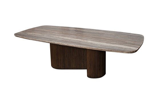 CONCH YEMEK MASASI KAHVERENGİ GRİ MERMER 110x240x76cm DT239122_BND - 2