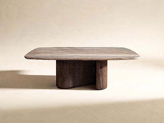 CONCH YEMEK MASASI KAHVERENGİ GRİ MERMER 110x240x76cm DT239122_BND - 1