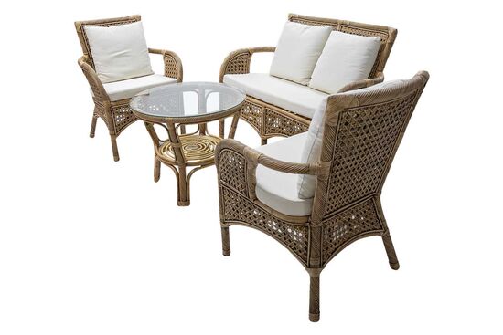 CORDELLA İKİLİ KOLTUK 116x72x91cm+TEKLİ KOLTUK 68x72x91cm (2 ADET)+ORTA SEHPA 66x66x56cm KAHVE - 2