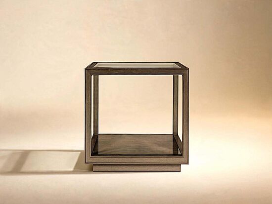 COVE YAN SEHPA GRİ CAMLI KARE 66x66x64cm 349303-2743 - 1