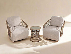 CS01 ELY FİSKOS SET 2 SANDALYE+SEHPA 84x74x73-45x45x45cm - 1