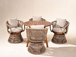 CS05-CS07 POLLY FİSKOS SET 4 SANDALYE+SEHPA 61x66x76-100x100x75cm - KOLTUK TAKIM
