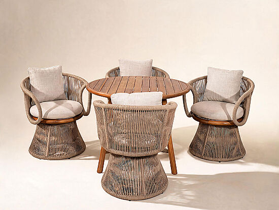CS05-CS07 POLLY FİSKOS SET 4 SANDALYE+SEHPA 61x66x76-100x100x75cm - 1