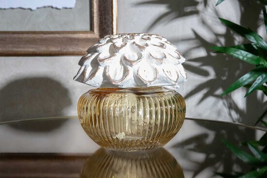 DAHLİA 350 CC YILDIZ ÇİÇEĞİ TAŞLI KOKU ŞİŞESİ 13,5X13,5 CM AMBER