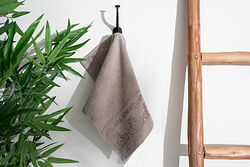 DAMAKS DESEN BORDÜRLÜ HAVLU 30X50cm VİZON - SERİSONU HAVLU BORNOZ