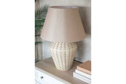 DÜĞMELİ KÜP MASA LAMBASI 50X75 CM KREM-GOLD - 3