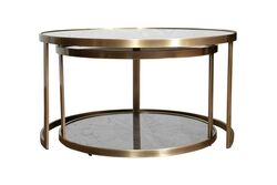 SEHPA - ELEGANCE 2'Lİ ORTA SEHPA PİRİNÇ ESKİTME (83x83 H:45,5cm + 69,5x69,5 H:40,5 cm)