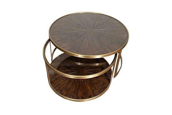 ELEGANCE 2'Lİ ORTA SEHPA PİRİNÇ ESKİTME (83x83 H:45,5cm + 69,5x69,5 H:40,5 cm)