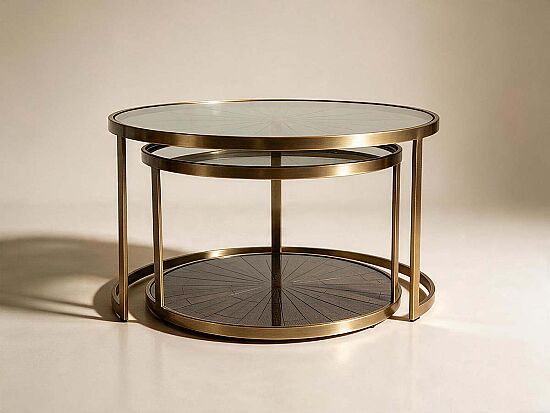 ELEGANCE 2'Lİ ORTA SEHPA PİRİNÇ ESKİTME (83x83 H:45,5cm + 69,5x69,5 H:40,5 cm) - 1