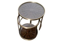 ELEGANCE 2'Lİ ZİGON SEHPA PİRİNÇ ESKİTME (47x47 H:50,5cm + 37,5x37,5 H:45,5 cm) - 2