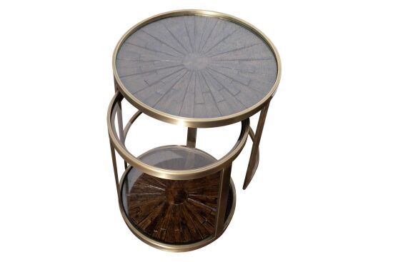 ELEGANCE 2'Lİ ZİGON SEHPA PİRİNÇ ESKİTME (47x47 H:50,5cm + 37,5x37,5 H:45,5 cm) - 2