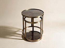 ELEGANCE 2'Lİ ZİGON SEHPA PİRİNÇ ESKİTME (47x47 H:50,5cm + 37,5x37,5 H:45,5 cm) - SEHPA