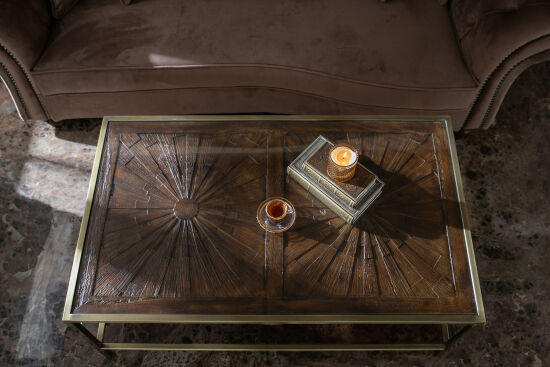 ELEGANCE DİKDÖRTGEN ORTA SEHPA PİRİNÇ ESKİTME 70X120X46 CM - 6