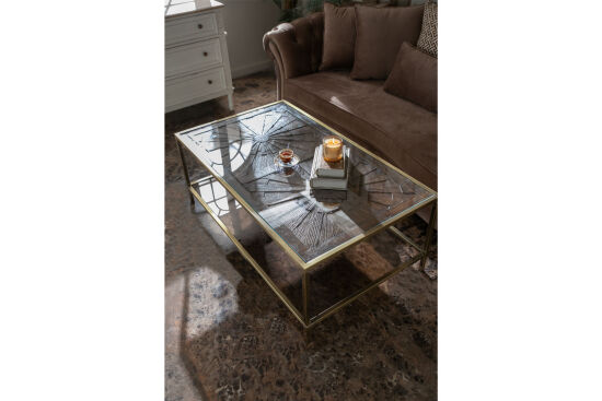 ELEGANCE DİKDÖRTGEN ORTA SEHPA PİRİNÇ ESKİTME 70X120X46 CM - 7