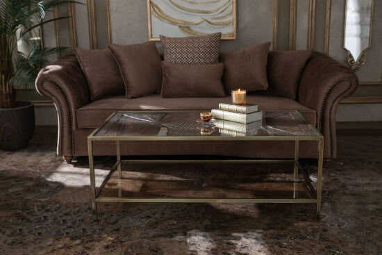 ELEGANCE DİKDÖRTGEN ORTA SEHPA PİRİNÇ ESKİTME 70X120X46 CM - 4