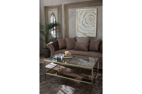 ELEGANCE DİKDÖRTGEN ORTA SEHPA PİRİNÇ ESKİTME 70X120X46 CM - 9