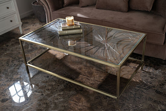 ELEGANCE DİKDÖRTGEN ORTA SEHPA PİRİNÇ ESKİTME 70X120X46 CM - 10