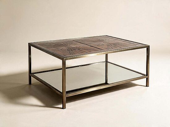 ELEGANCE DİKDÖRTGEN ORTA SEHPA PİRİNÇ ESKİTME 70X120X46 CM - 2