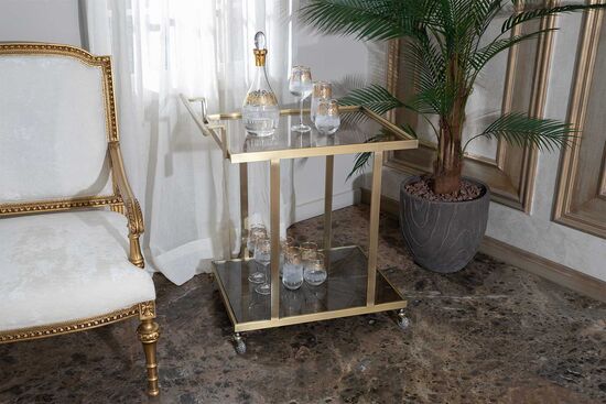 ELEGANCE SERVİS ARABASI DİKDÖRTGEN PİRİNÇ ESKİTME (73x50 H:81,5cm)