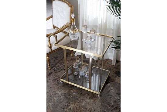 ELEGANCE SERVİS ARABASI DİKDÖRTGEN PİRİNÇ ESKİTME (73x50 H:81,5cm)