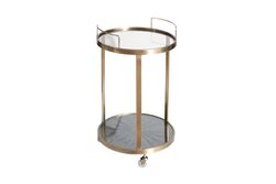 SEHPA - ELEGANCE SERVİS ARABASI YUVARLAK PİRİNÇ ESKİTME (46,5x46,5 H:76,5cm)