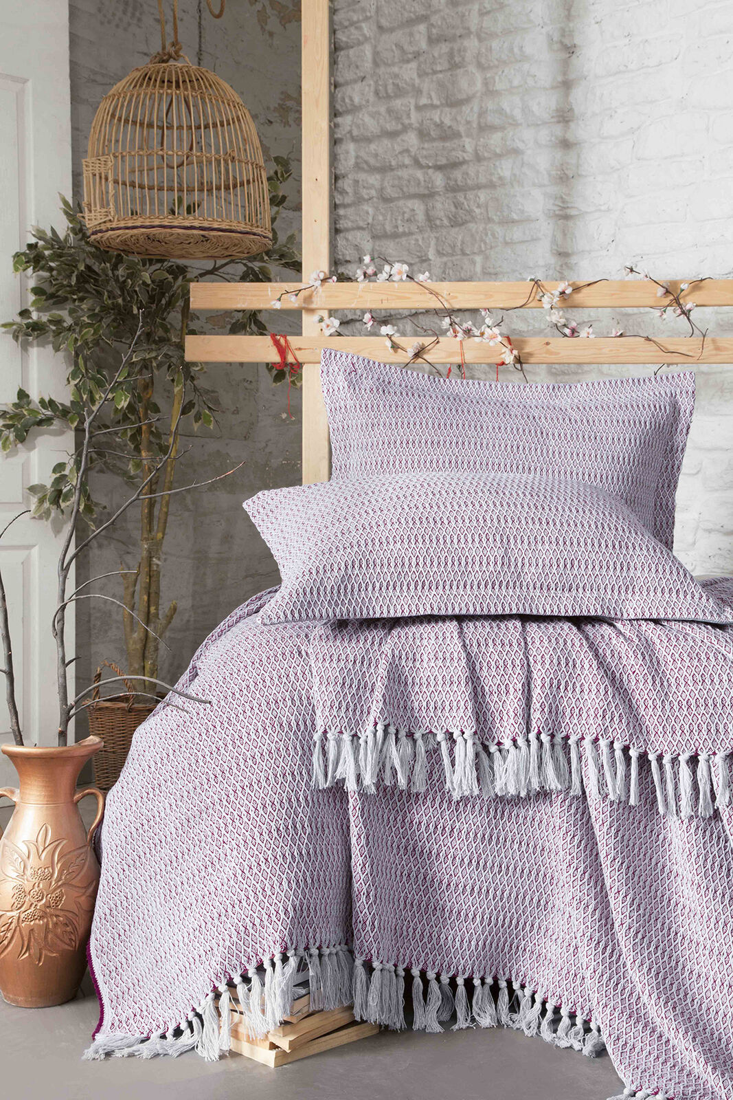 ETNIK YATAK ORTUSU 240x250 cm CK. 3 PRC. BORDO Kervan Mobilya