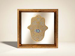 FATMA ANANIN ELİ AYNALI ÇERÇEVELİ DUVAR DEKOR GOLD 22X22 CM - HOME SWEET HOME