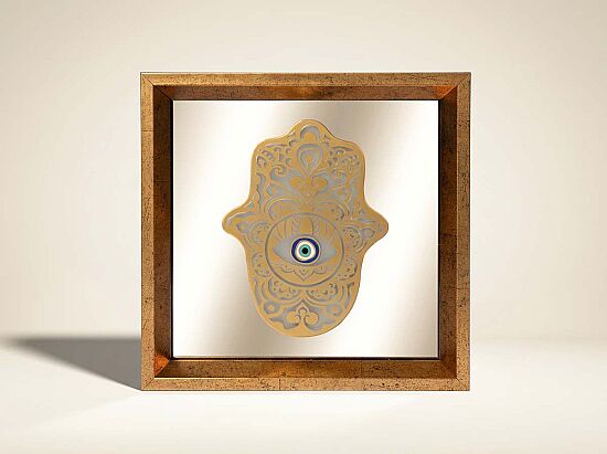 FATMA ANANIN ELİ AYNALI ÇERÇEVELİ DUVAR DEKOR GOLD 22X22 CM - 1