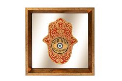 FATMA ANANIN ELİ AYNALI ÇERÇEVELİ DUVAR DEKOR KİREMİT 22X22 CM - 1