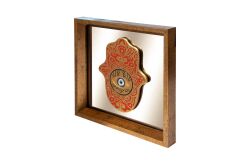 FATMA ANANIN ELİ AYNALI ÇERÇEVELİ DUVAR DEKOR KİREMİT 22X22 CM - 2