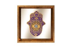 FATMA ANANIN ELİ AYNALI ÇERÇEVELİ DUVAR DEKOR MOR 22X22 CM - 1