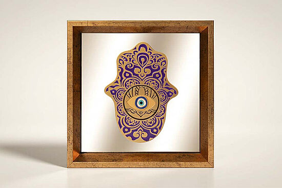 FATMA ANANIN ELİ AYNALI ÇERÇEVELİ DUVAR DEKOR MOR 22X22 CM - 1