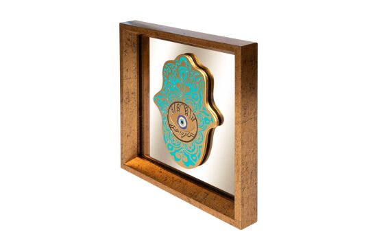 FATMA ANANIN ELİ AYNALI ÇERÇEVELİ DUVAR DEKOR TURKUAZ 22X22 CM - 2