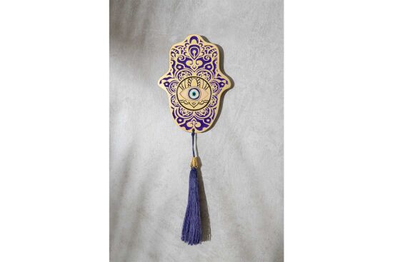 FATMA ANANIN ELİ PÜSKÜLLÜ DUVAR DEKOR MOR 11X33 CM - 2