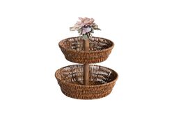SERVİS-SUNUM - FLORAL 2 KATLI SUNUMLUK 28X34 CM (AHŞAP BORULU) (SPT-336)