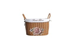 SEPET - FLORAL KULPLU OVAL SEPET (S) 28X18X16 CM (SPT-319)