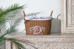 FLORAL KULPLU OVAL SEPET (S) 28X18X16 CM (SPT-319) - Thumbnail