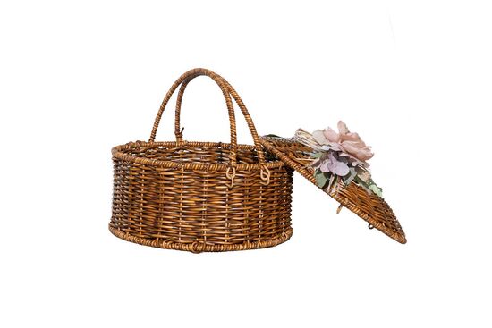 FLORAL KULPLU YUVARLAK PİKNİK SEPETİ (M) 29X19 CM (SPT-332)