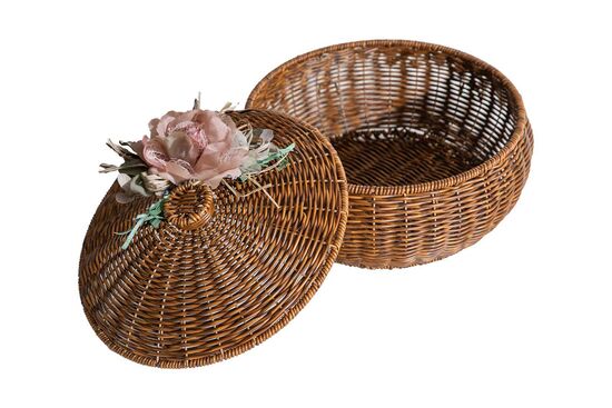 FLORAL YUVARLAK KAPAKLI SEPET (M) 29X19 CM (SPT-333)