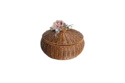 SEPET - FLORAL YUVARLAK KAPAKLI SEPET (S) 24X15 CM (SPT-333)