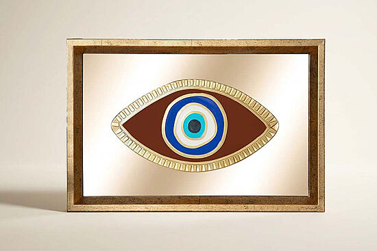 GÖZ AYNALI ÇERÇEVELİ DUVAR DEKOR AMBER 33X22 CM - 1