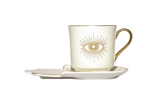 GÖZ & FATMA ANA ELİ TEMALI TEKLİ FİNCAN SETİ ( 2 PRÇ. ) - 220 Cc- QK030 - 1