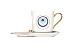 GÖZ & FATMA ANA ELİ TEMALI TEKLİ FİNCAN SETİ ( 2 PRÇ. )-220 Cc-QK031 - KERVAN