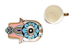 GÖZ & FATMA ANA ELİ TEMALI TEKLİ FİNCAN SETİ ( 2 PRÇ. )-220 Cc-QK031 - 3