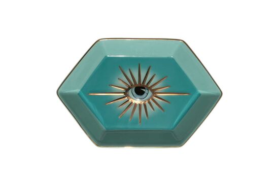 GÖZ TEMALI DEKORATİF TABAK- MAVİ - 16,8 - 2