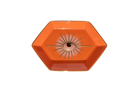 GÖZ TEMALI DEKORATİF TABAK- TURUNCU-16,8 - 2