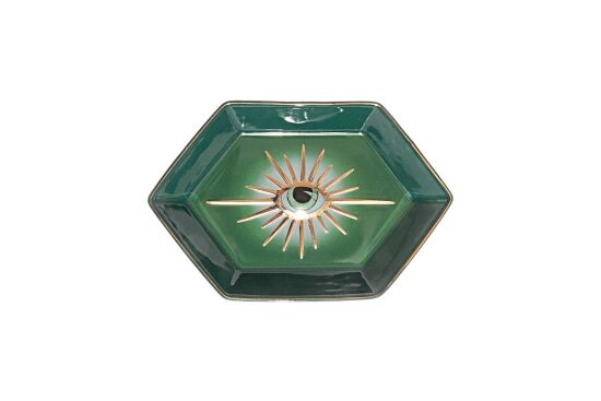 GÖZ TEMALI DEKORATİF TABAK - YEŞİL-16,8 - 2