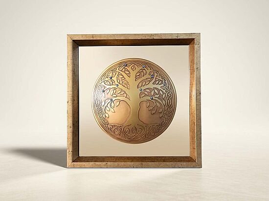 HAYAT AĞACI DUVAR DEKOR (BRONZ AYNALI NAZAR BONCUKLU) 27X27 CM - 1