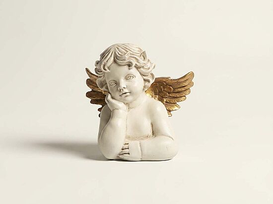 TEK ELİ ÇENESİNDE MELEK KREM-GOLD 20x21cm HYK1073 - 1