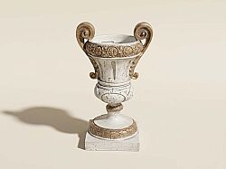 VİNTAGE KUPA VAZO KREM-GOLD 27x45cm HYK1104 - KERVAN